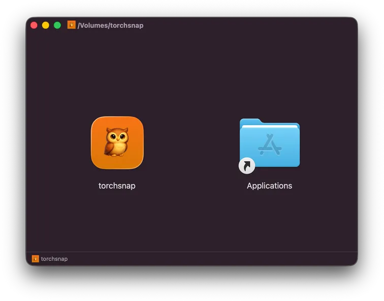 Torchsnap DMG installer window